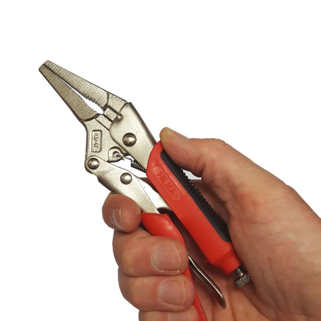 Hilka Small Long Nose Locking Grips Mole Self Lock Gripping Adjustable